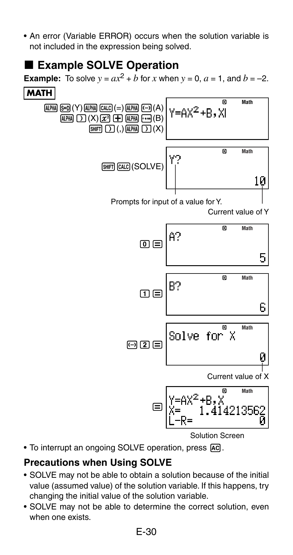 K example solve operation | Casio fx-115ES User Manual | Page 32 / 75