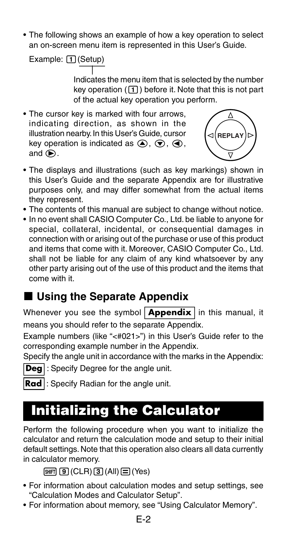 Initializing the calculator, K using the separate appendix | Casio fx-115ES User Manual | Page 4 / 75