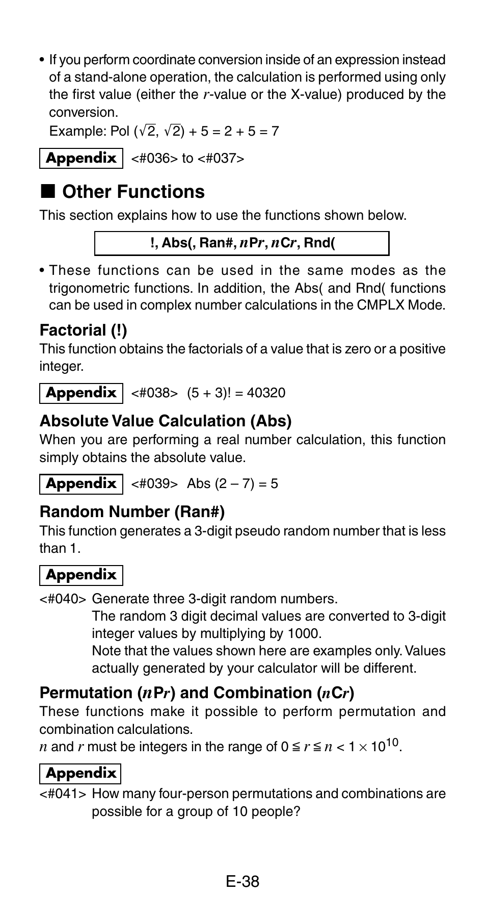 K other functions | Casio fx-115ES User Manual | Page 40 / 75