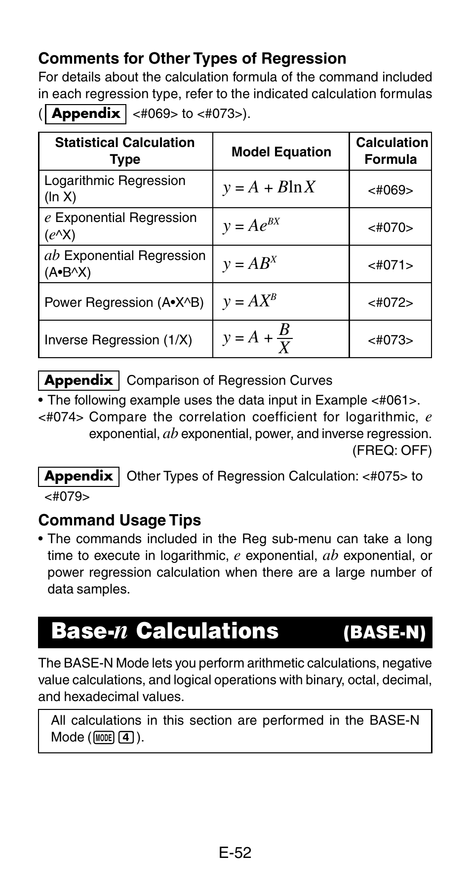 Base, Calculations, Base-n) | Casio fx-115ES User Manual | Page 54 / 75