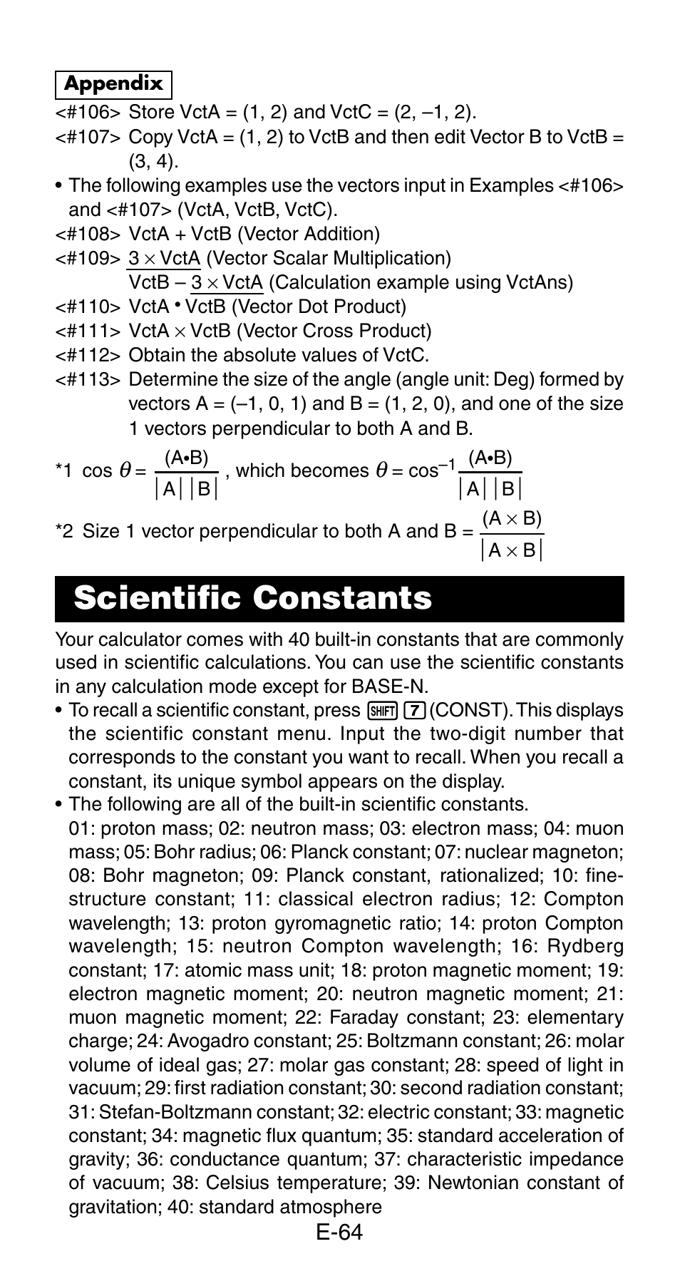 Scientific constants | Casio fx-115ES User Manual | Page 66 / 75