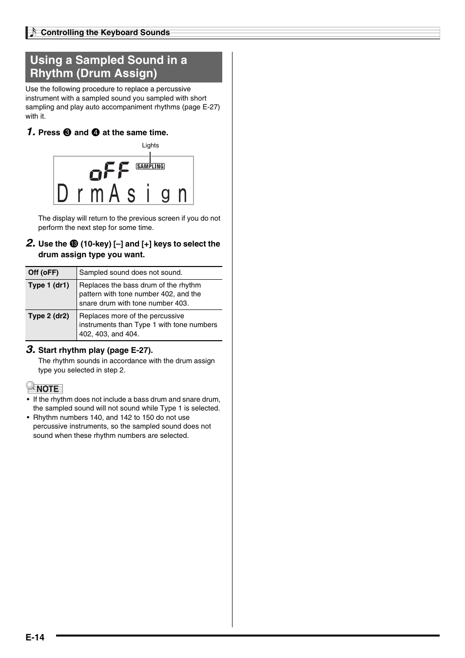 Using a sampled sound in a rhythm (drum assign) | Casio CTK2100ES1A User Manual | Page 16 / 46