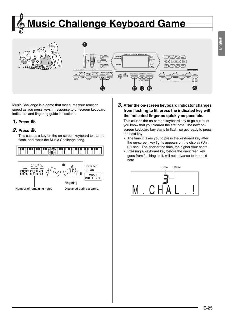 M . c h a l, Music challenge keyboard game, Cm 1 1 bq bq bk bk bo bo bp bp | Casio CTK2100ES1A User Manual | Page 27 / 46