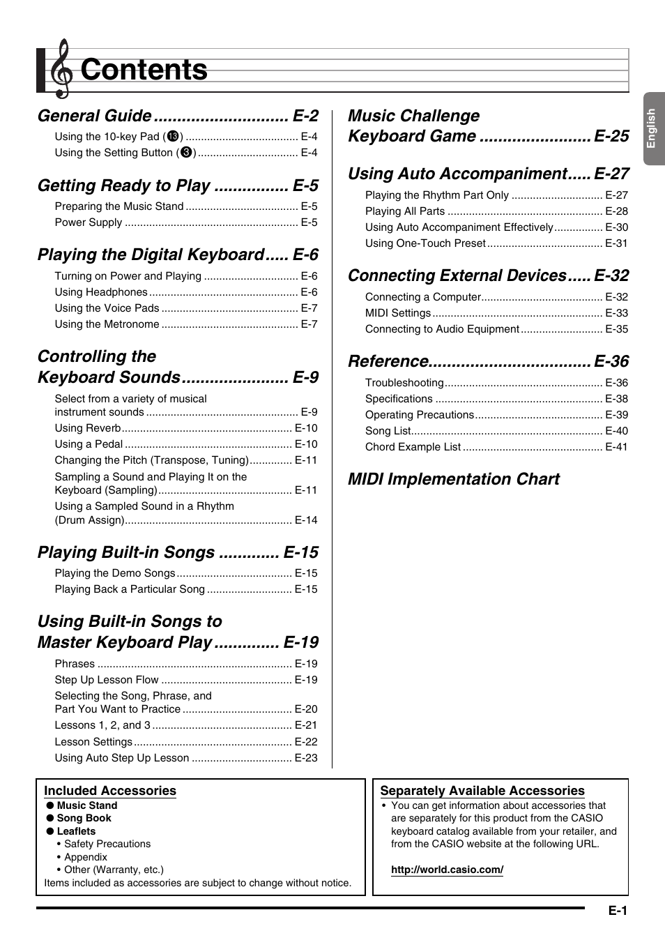 Casio CTK2100ES1A User Manual | Page 3 / 46