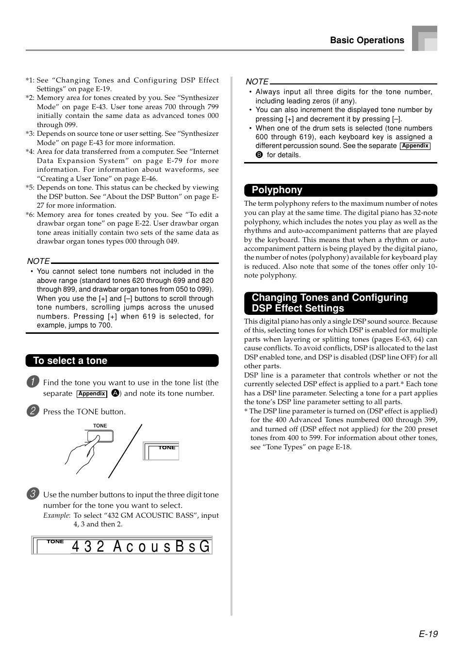 Polyphony, Changing tones and configuring dsp effect settings | Casio PX410R User Manual | Page 21 / 100