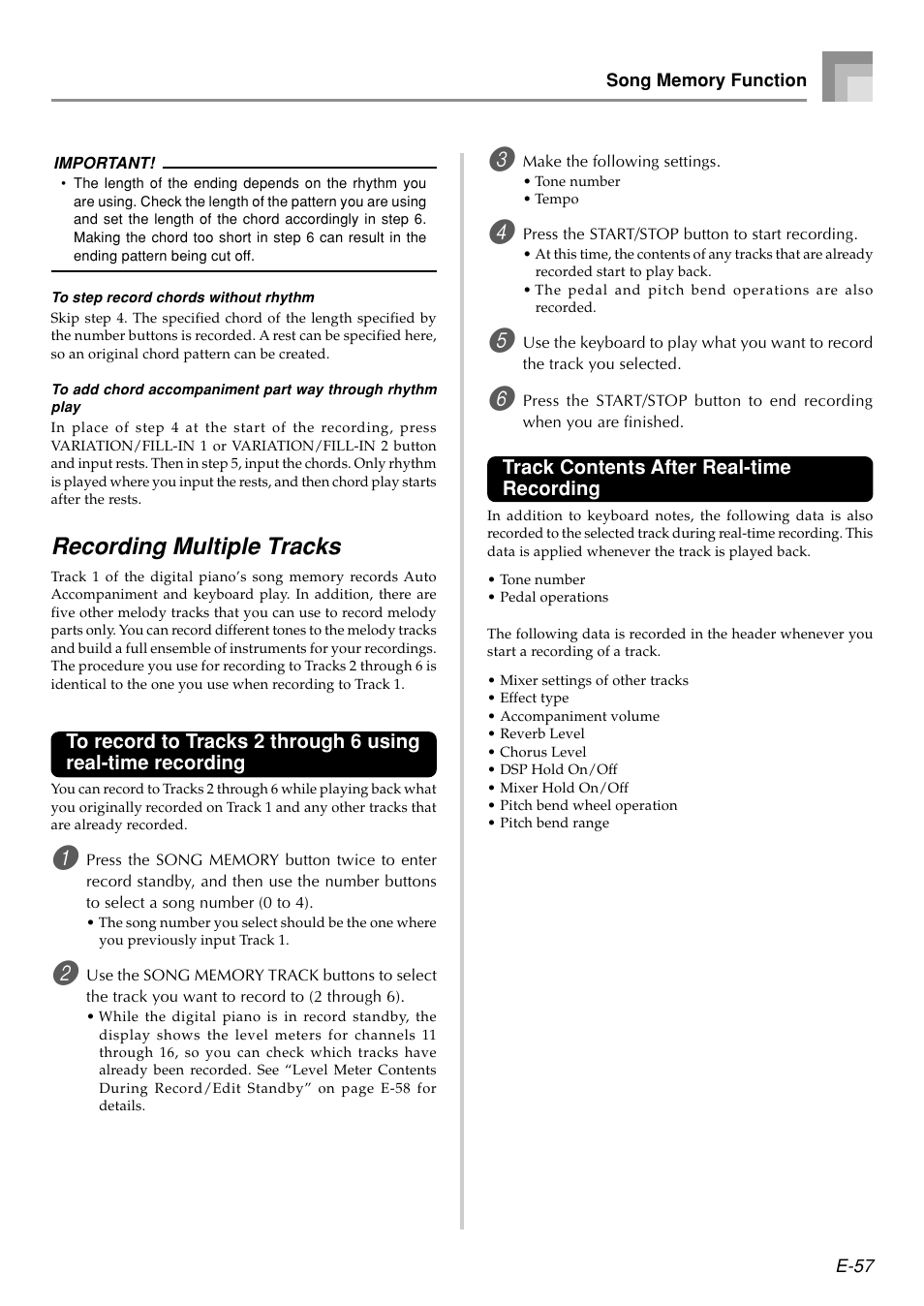 Recording multiple tracks | Casio PX410R User Manual | Page 59 / 100