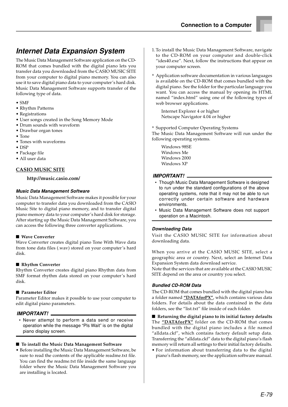 Internet data expansion system | Casio PX410R User Manual | Page 81 / 100