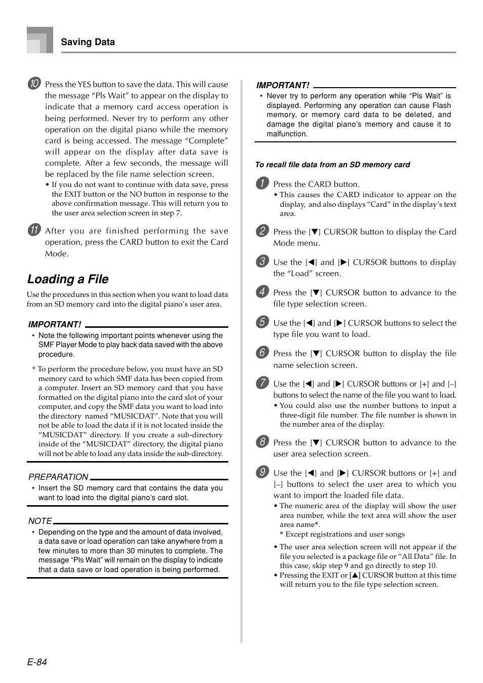 Loading a file | Casio PX410R User Manual | Page 86 / 100