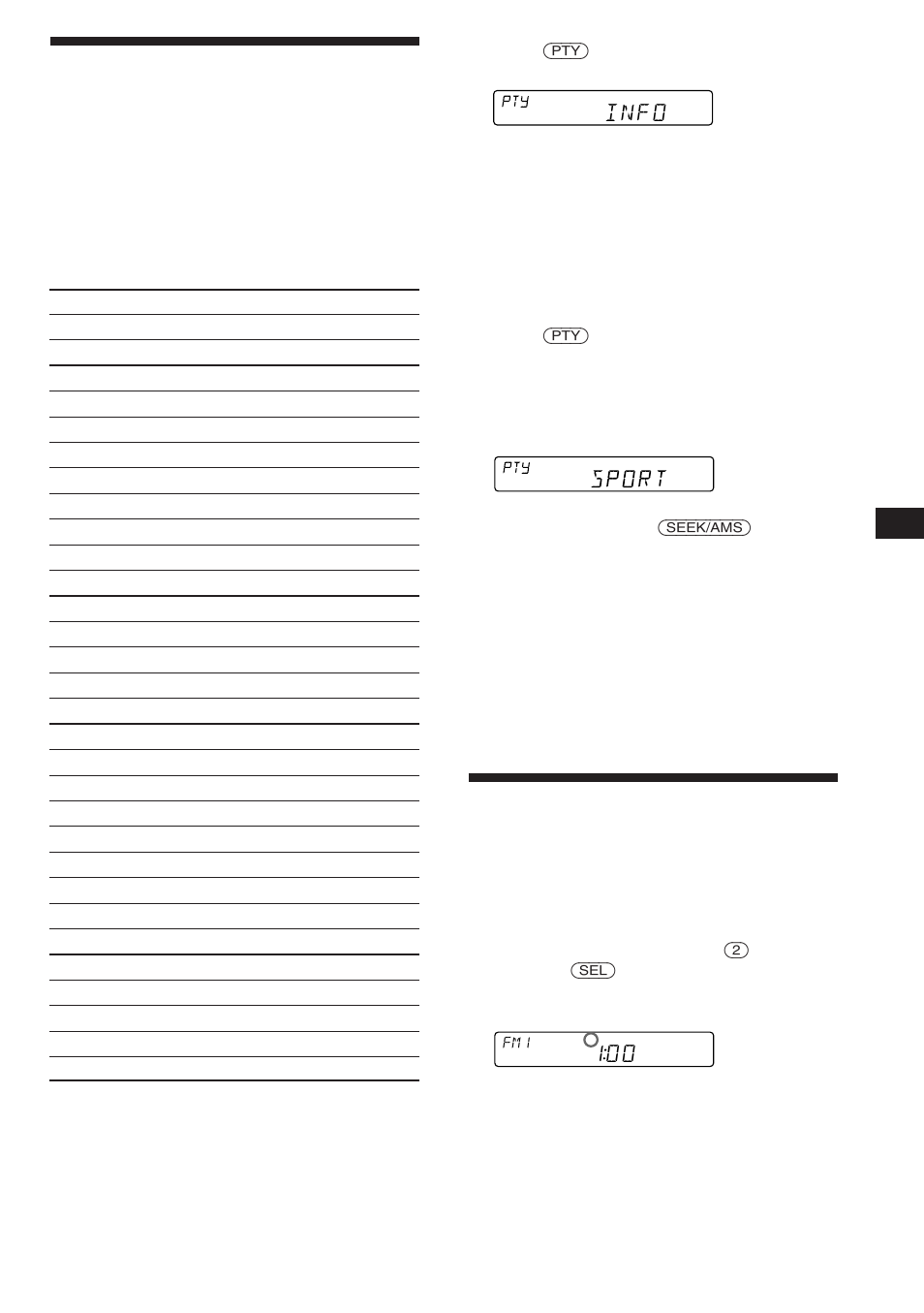 Setting the clock automatically, Locating a station by programme type | Sony XR-C453RDS User Manual | Page 11 / 120