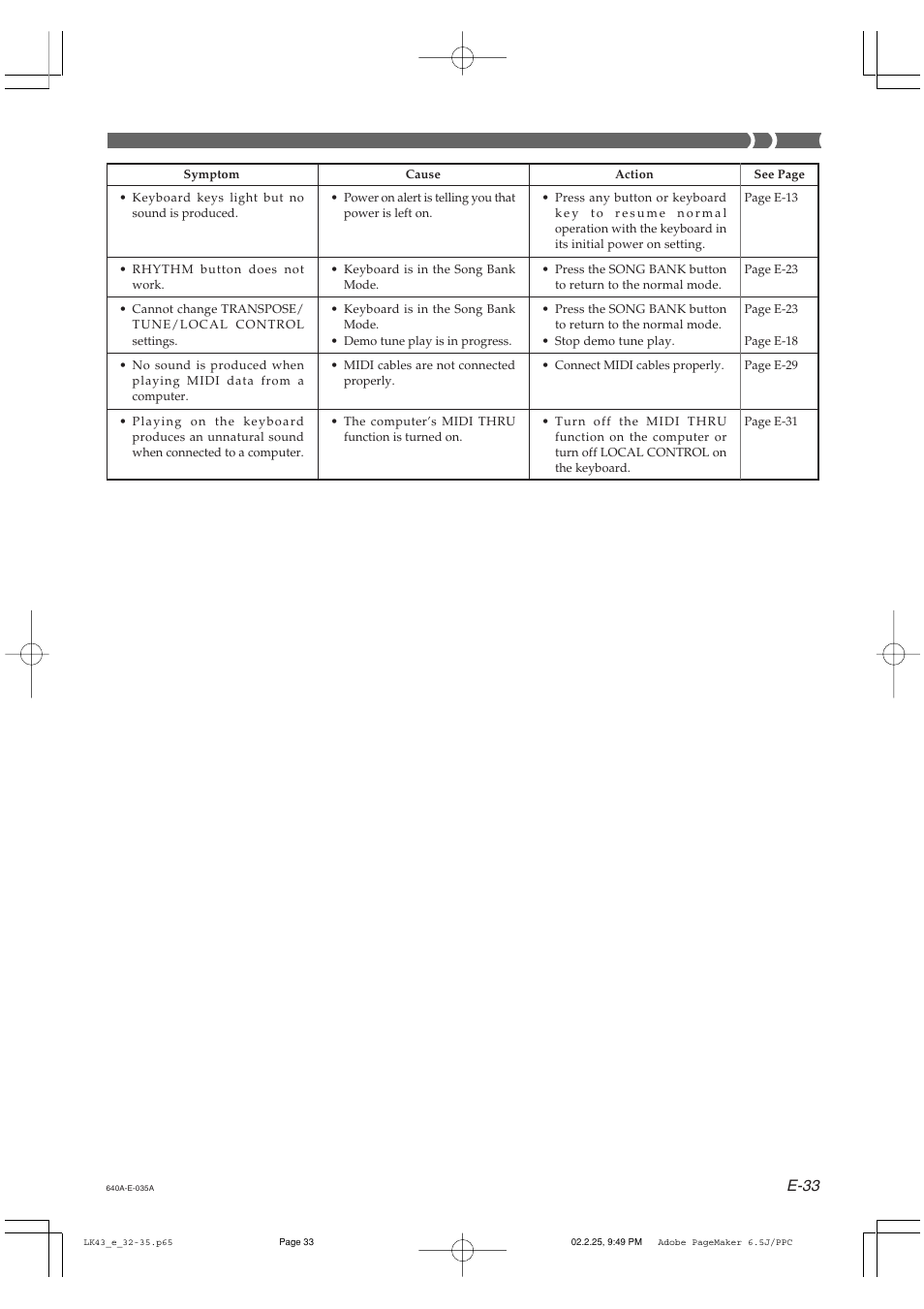 E-33 | Casio LK-43 User Manual | Page 35 / 44
