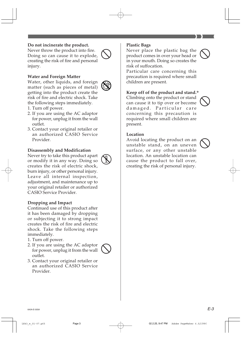 Casio LK-43 User Manual | Page 5 / 44