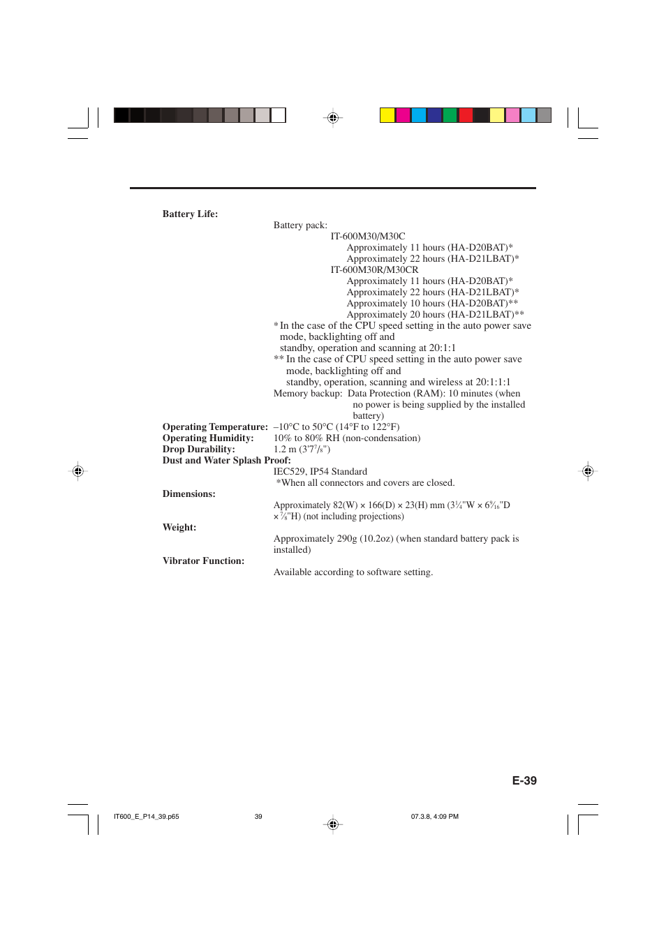 Casio IT-600 User Manual | Page 41 / 57