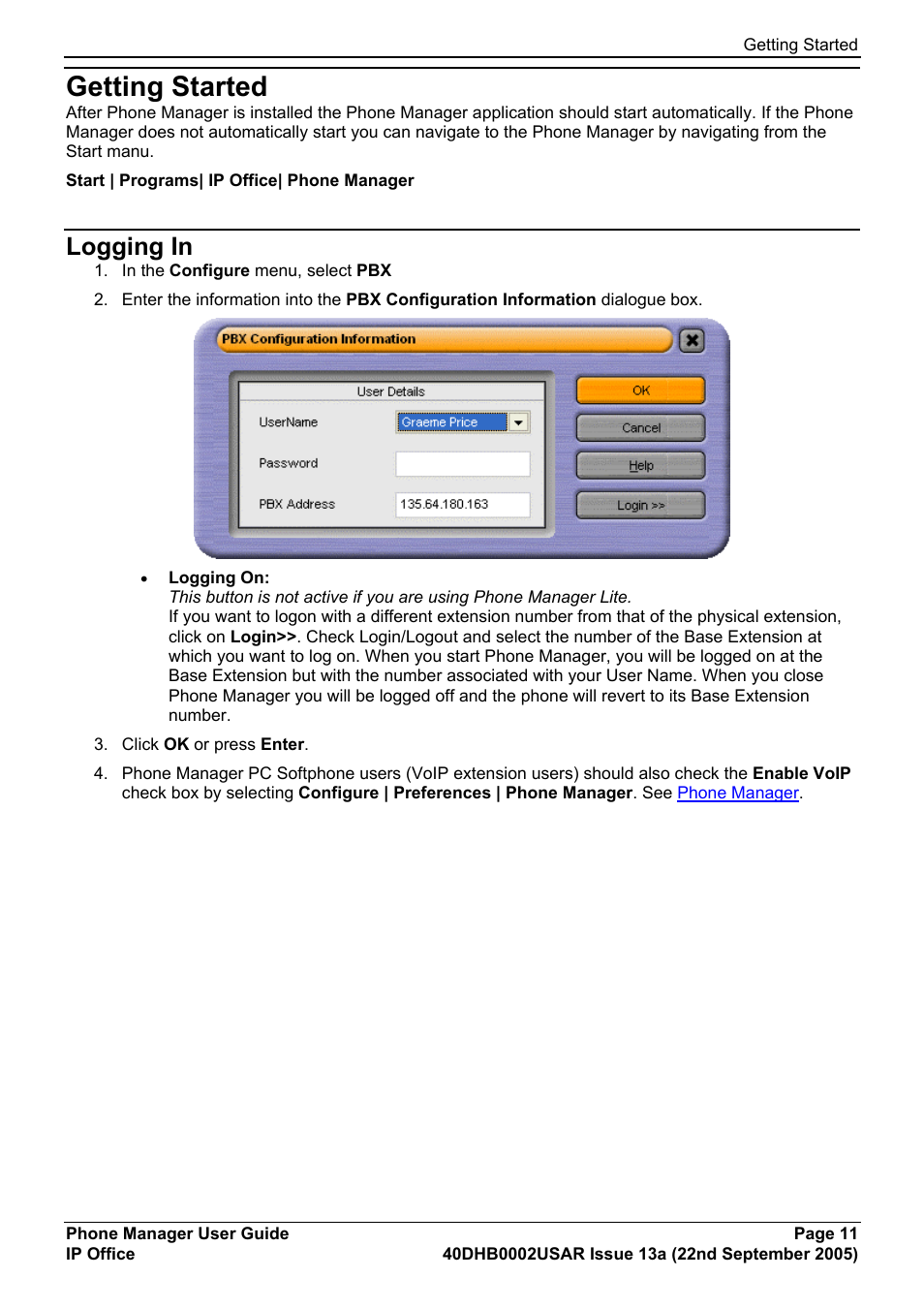 Getting started, Logging in | Avaya 40DHB0002USAR User Manual | Page 11 / 96