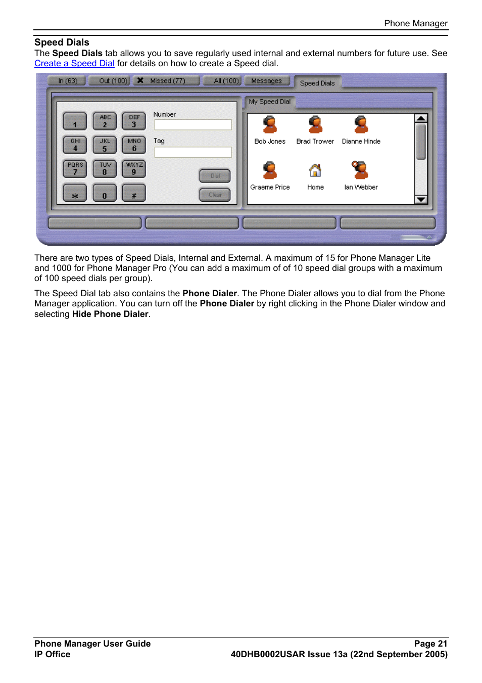 Speed dials | Avaya 40DHB0002USAR User Manual | Page 21 / 96