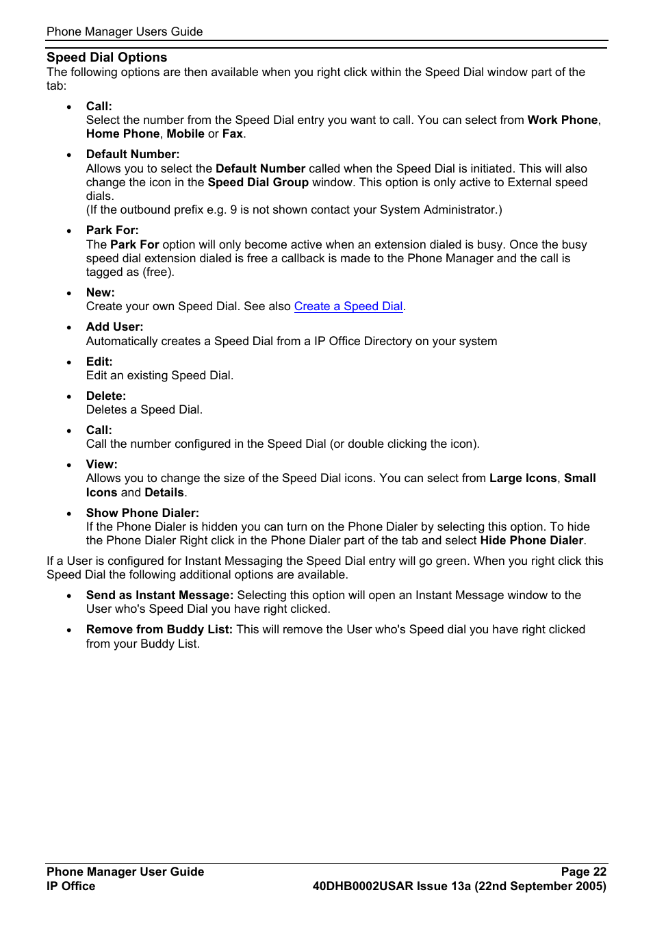 Speed dial options | Avaya 40DHB0002USAR User Manual | Page 22 / 96