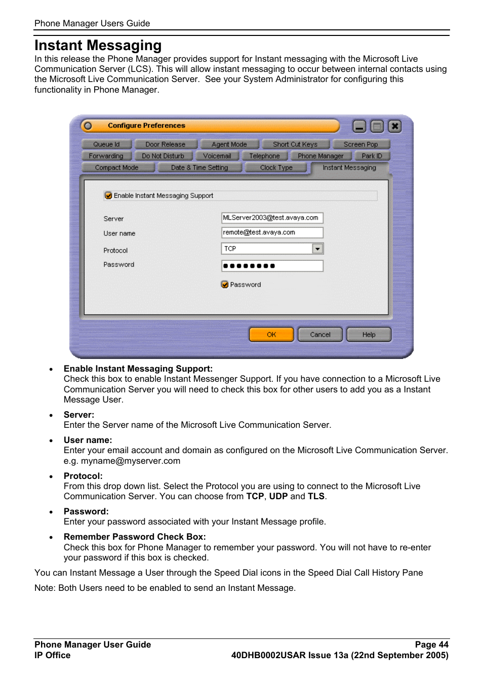 Instant messaging | Avaya 40DHB0002USAR User Manual | Page 44 / 96