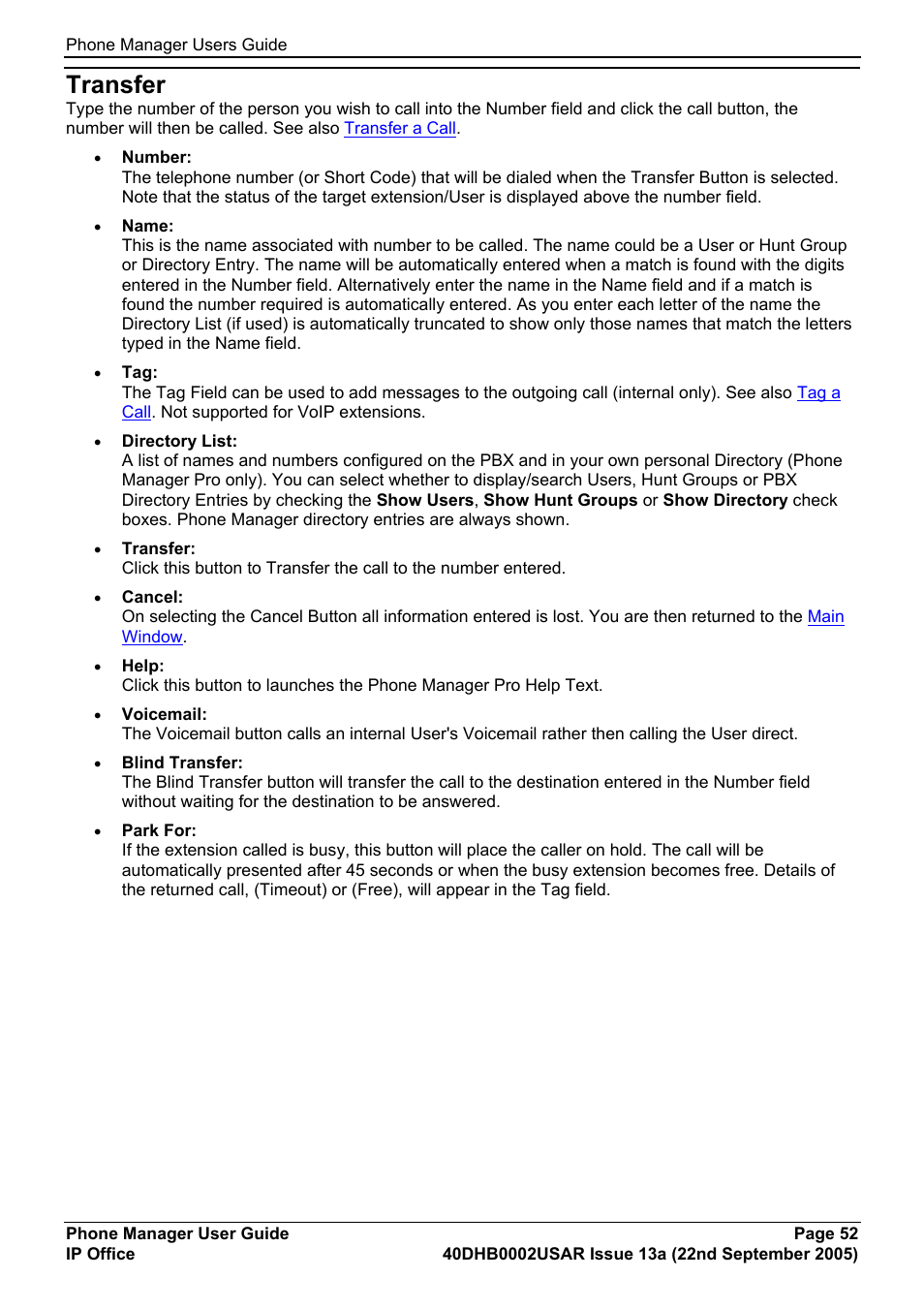 Transfer | Avaya 40DHB0002USAR User Manual | Page 52 / 96