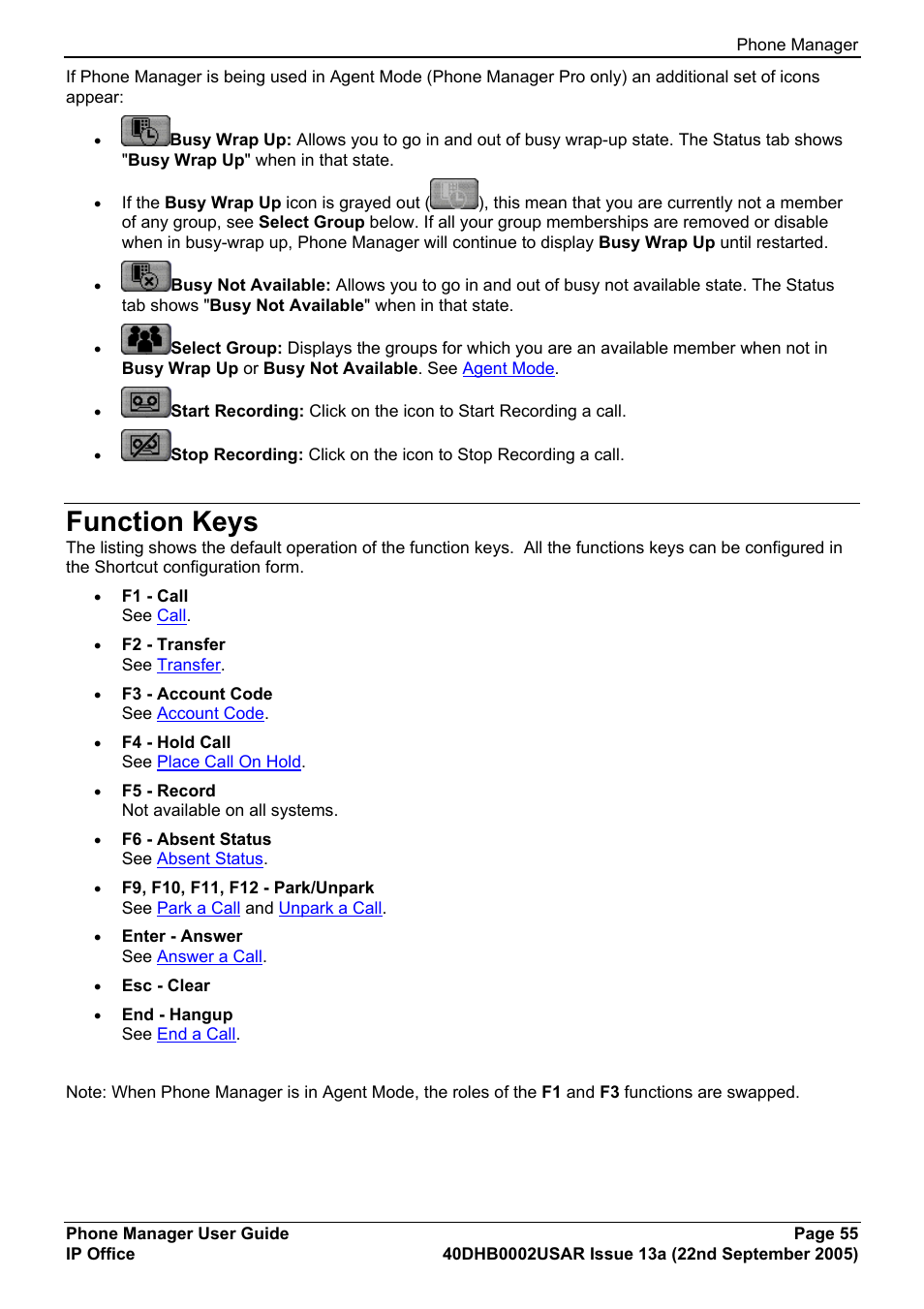 Function keys | Avaya 40DHB0002USAR User Manual | Page 55 / 96