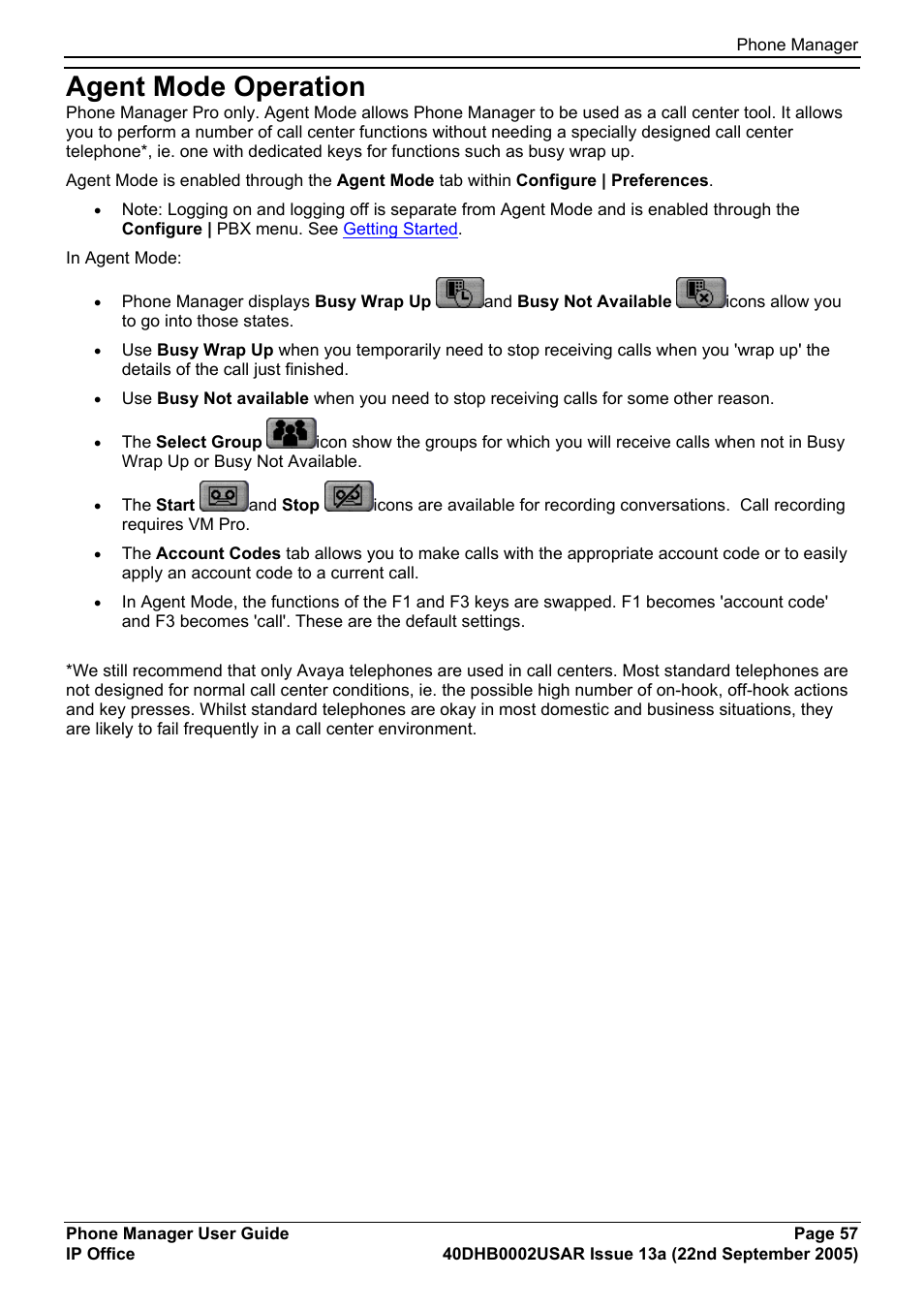 Agent mode operation | Avaya 40DHB0002USAR User Manual | Page 57 / 96