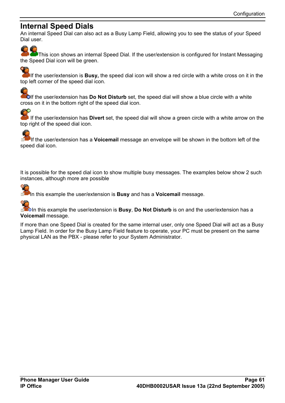 Internal speed dials | Avaya 40DHB0002USAR User Manual | Page 61 / 96