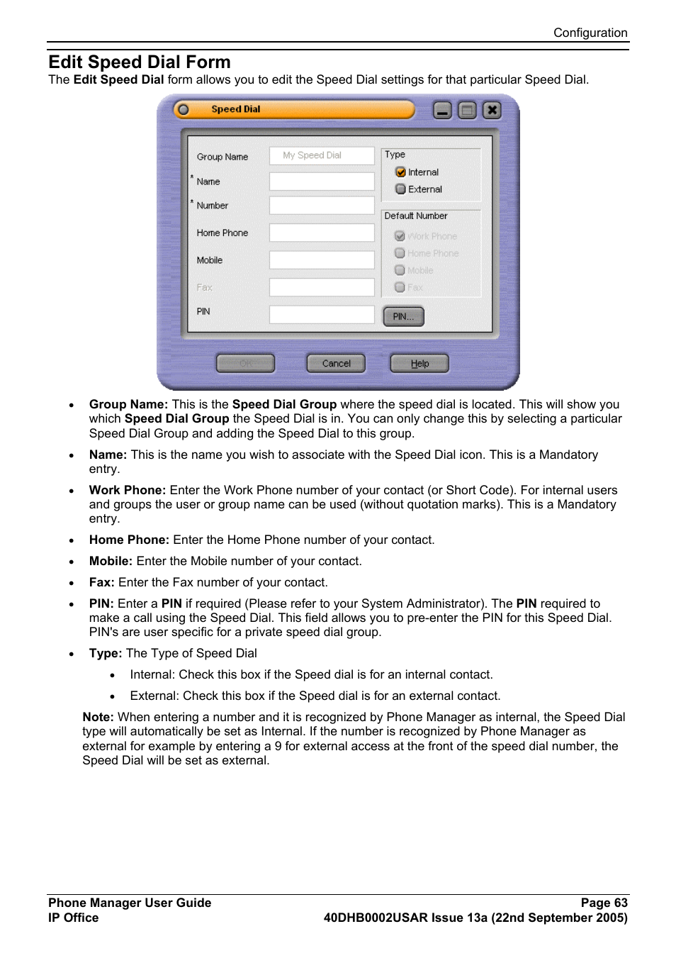 Edit speed dial form | Avaya 40DHB0002USAR User Manual | Page 63 / 96