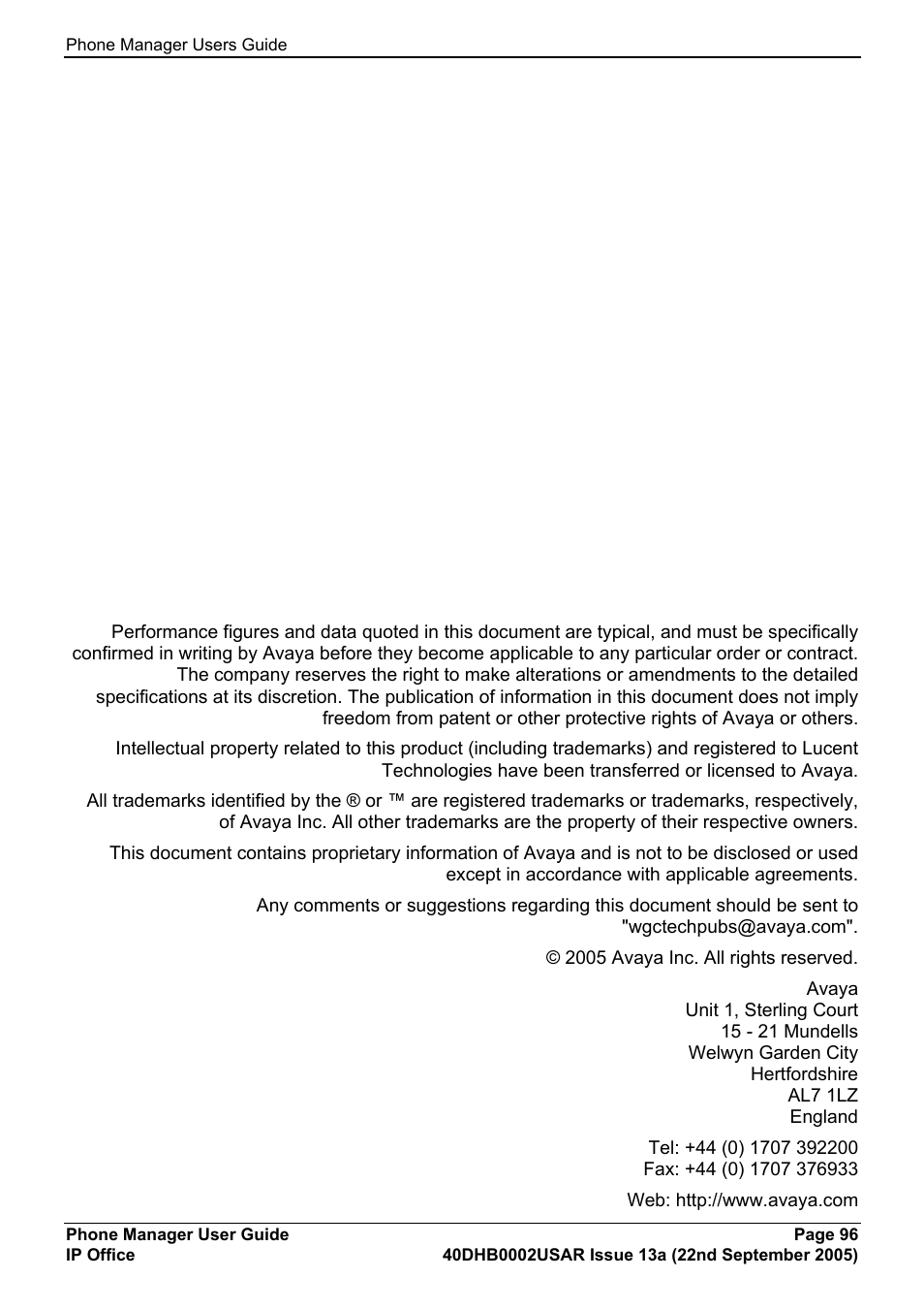 Avaya 40DHB0002USAR User Manual | Page 96 / 96