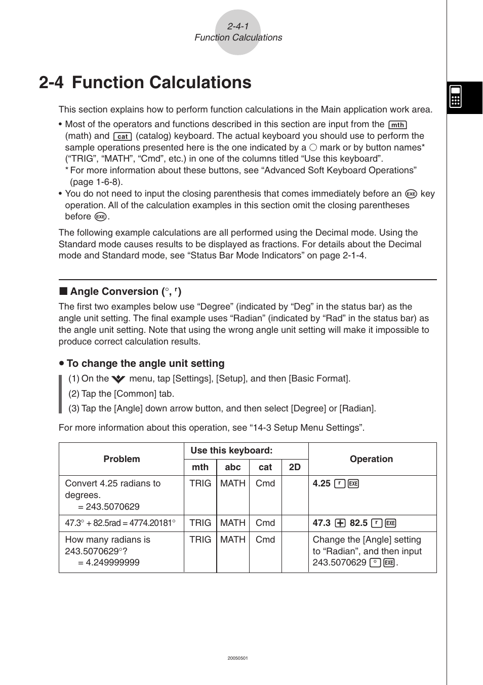 4 function calculations, 4 function calculations -4-1, Function calculations | Casio ClassPad 300 PLUS User Manual | Page 109 / 753