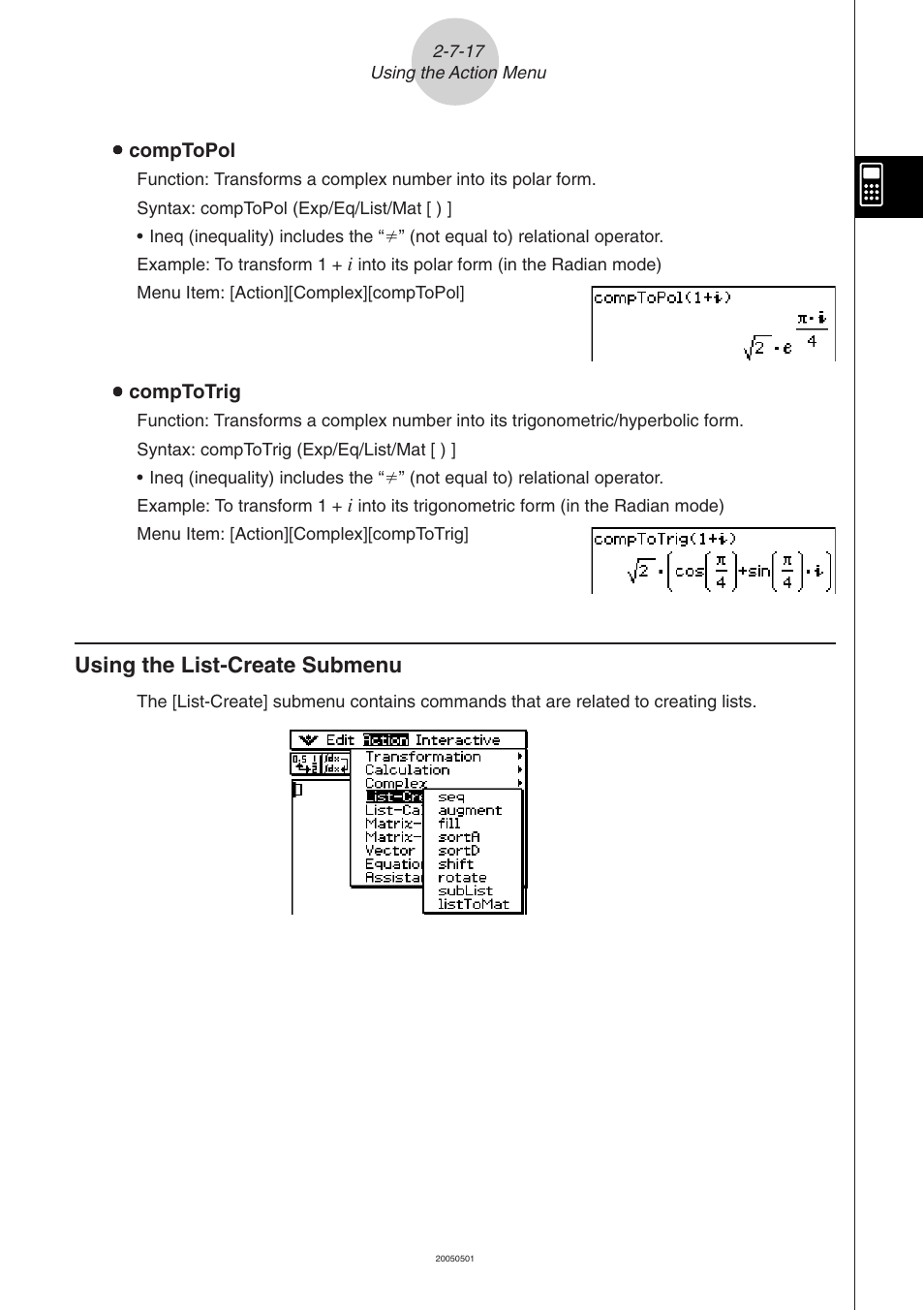 Using the list-create submenu -7-17 | Casio ClassPad 300 PLUS User Manual | Page 146 / 753