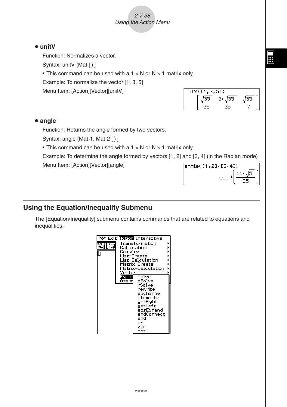 Using the equation/inequality submenu -7-38 | Casio ClassPad 300 PLUS User Manual | Page 167 / 753