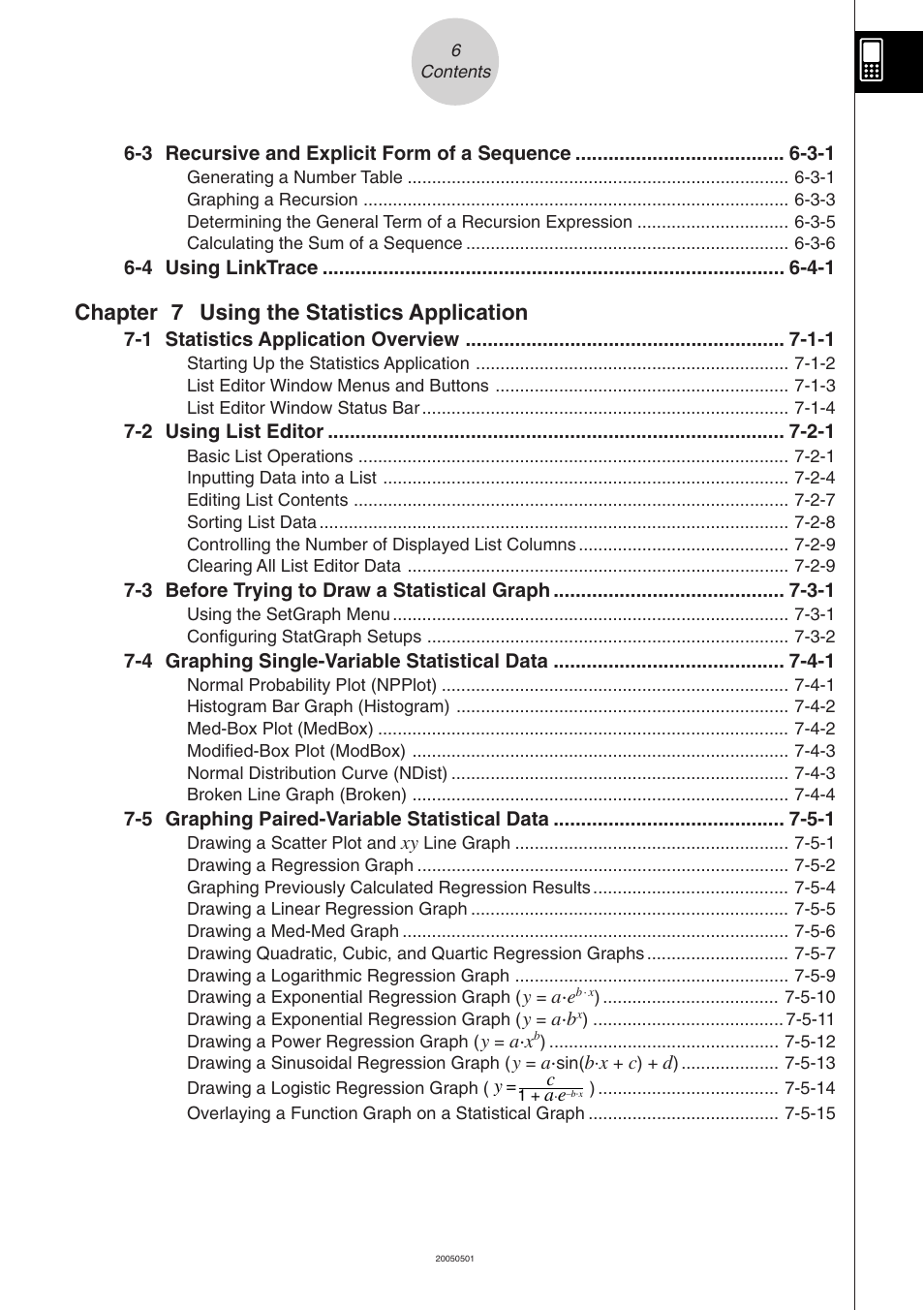 Chapter 7 using the statistics application | Casio ClassPad 300 PLUS User Manual | Page 17 / 753