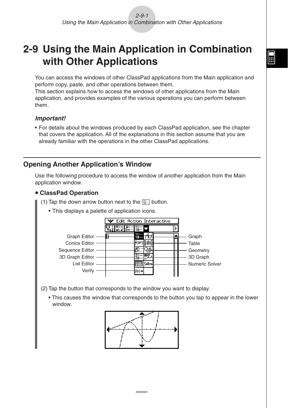 Applications -9-1, Opening another application’s window -9-1, Opening another application’s window | Casio ClassPad 300 PLUS User Manual | Page 178 / 753