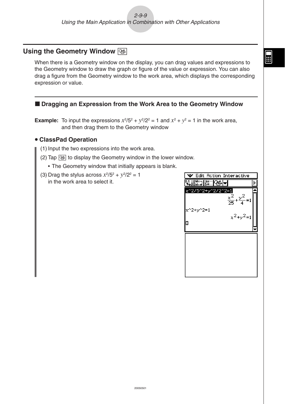 Using the geometry window 3 -9-9, Using the geometry window 3, U classpad operation | Casio ClassPad 300 PLUS User Manual | Page 186 / 753