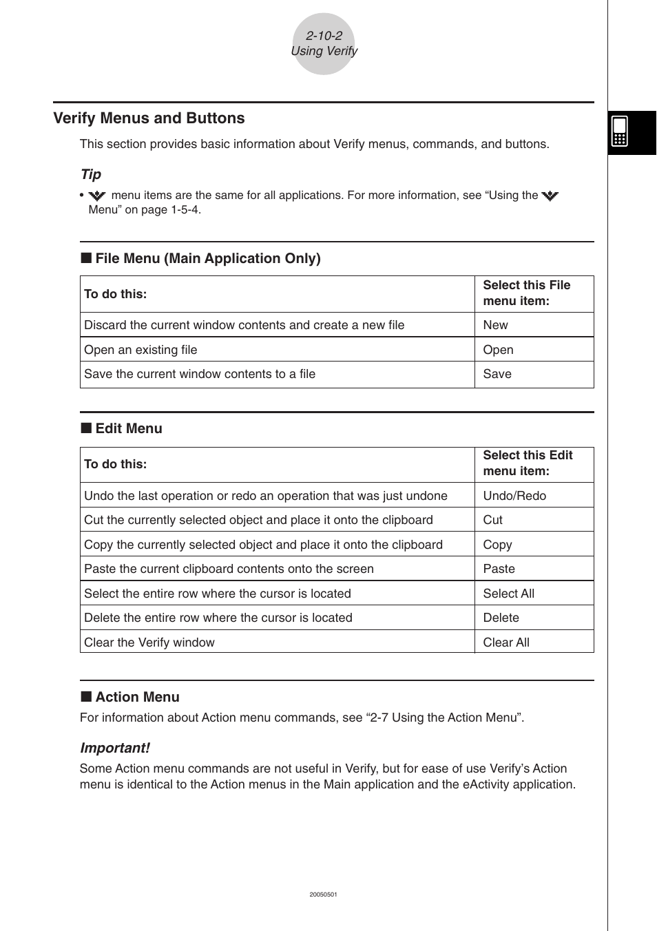 Verify menus and buttons -10-2, Verify menus and buttons | Casio ClassPad 300 PLUS User Manual | Page 192 / 753