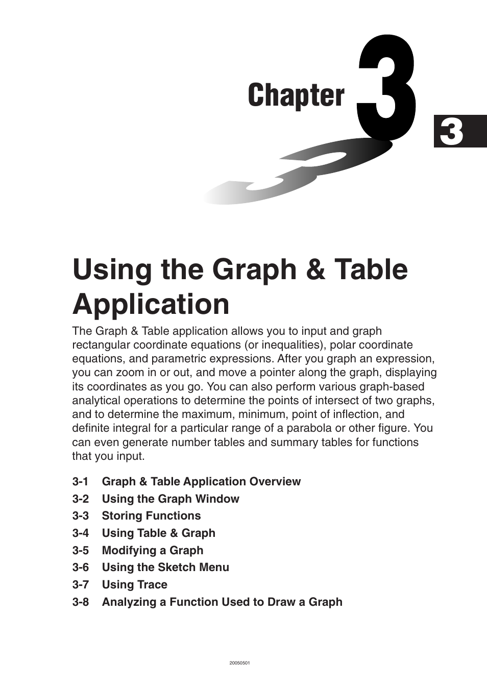 Chapter 3 using the graph & table application, Chapter, Using the graph & table application | Casio ClassPad 300 PLUS User Manual | Page 198 / 753