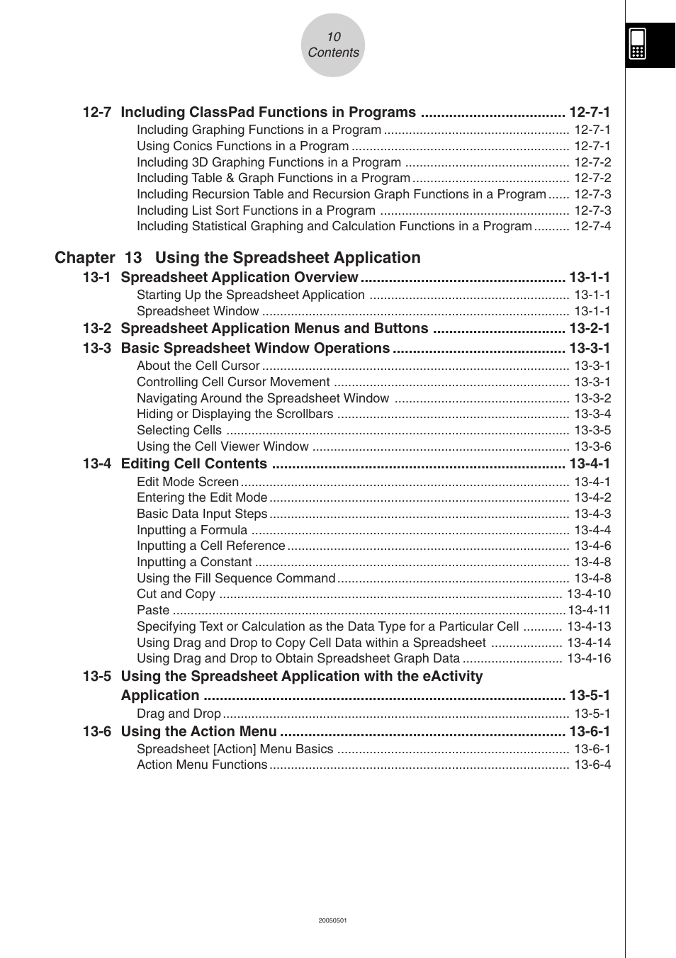 Chapter 13 using the spreadsheet application | Casio ClassPad 300 PLUS User Manual | Page 21 / 753