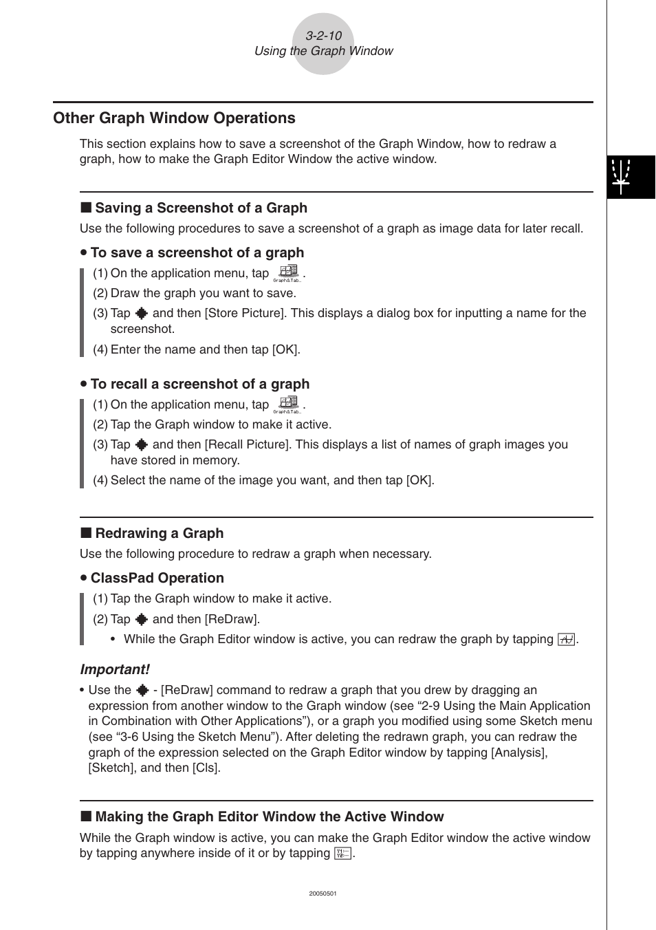 Other graph window operations -2-10, Other graph window operations | Casio ClassPad 300 PLUS User Manual | Page 219 / 753