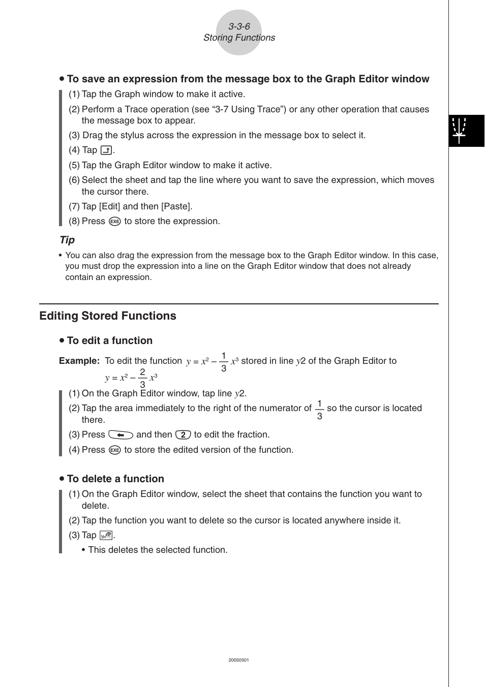 Editing stored functions -3-6, Editing stored functions | Casio ClassPad 300 PLUS User Manual | Page 225 / 753