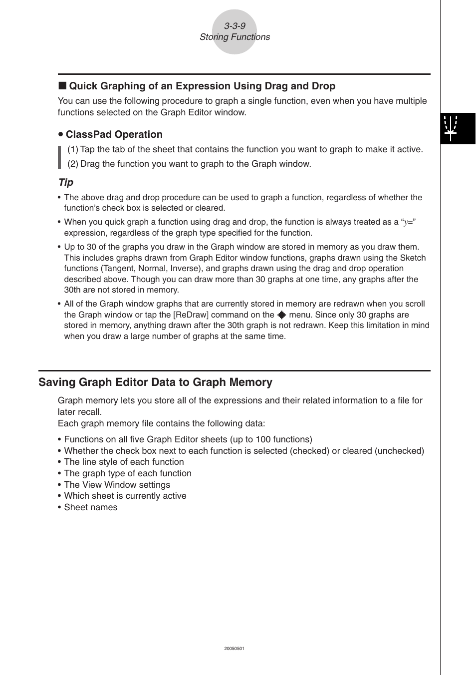 Saving graph editor data to graph memory -3-9 | Casio ClassPad 300 PLUS User Manual | Page 228 / 753