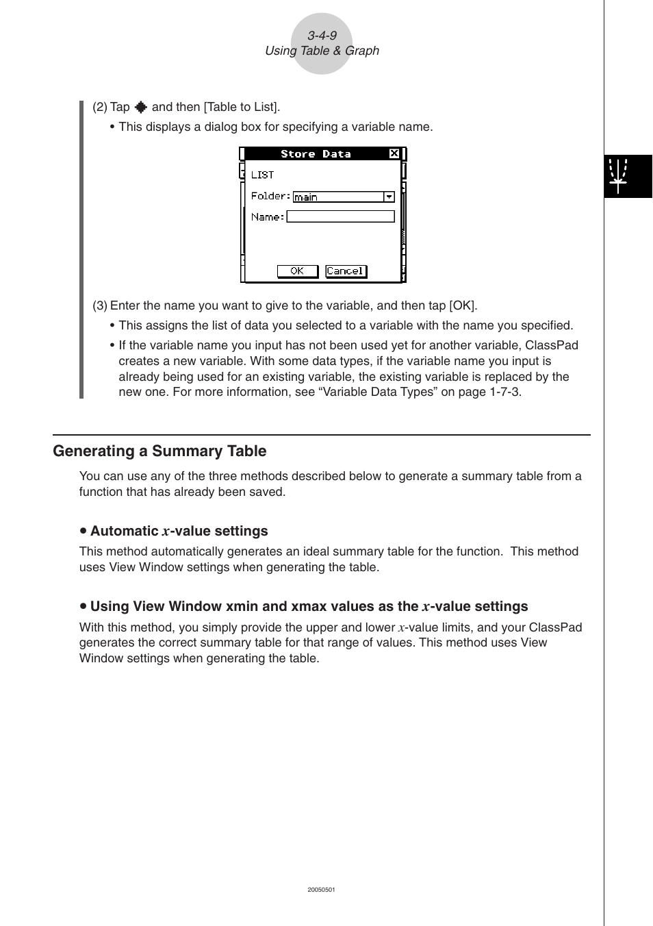 Generating a summary table -4-9 | Casio ClassPad 300 PLUS User Manual | Page 238 / 753