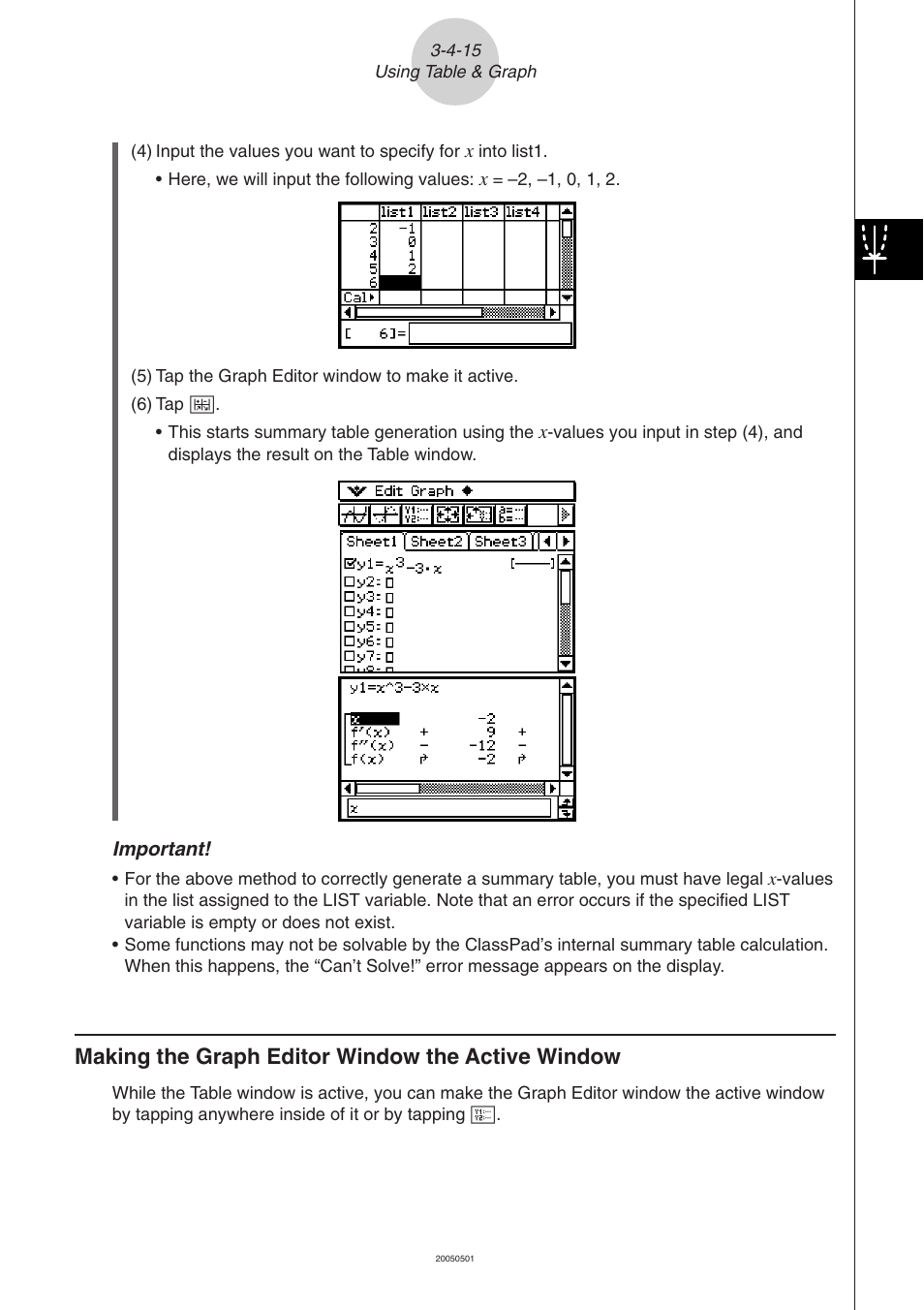 Making the graph editor window the active window | Casio ClassPad 300 PLUS User Manual | Page 244 / 753