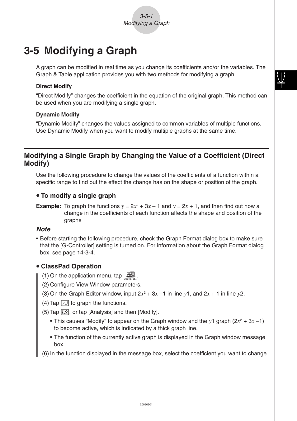 5 modifying a graph, 5 modifying a graph -5-1, Modifying a graph | Casio ClassPad 300 PLUS User Manual | Page 245 / 753