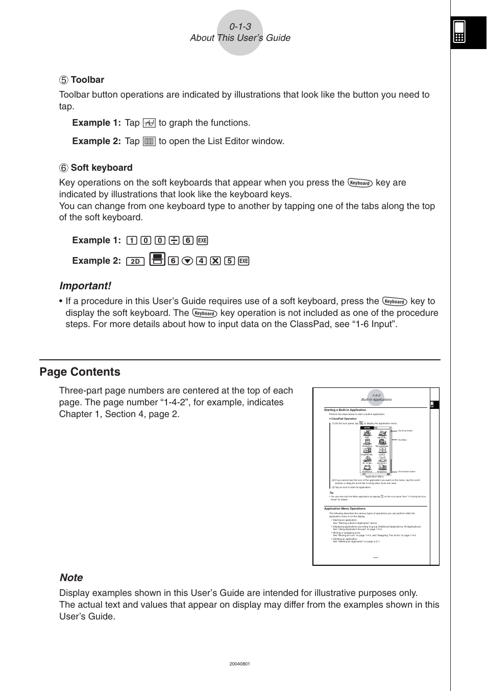 Page contents, Important | Casio ClassPad 300 PLUS User Manual | Page 26 / 753