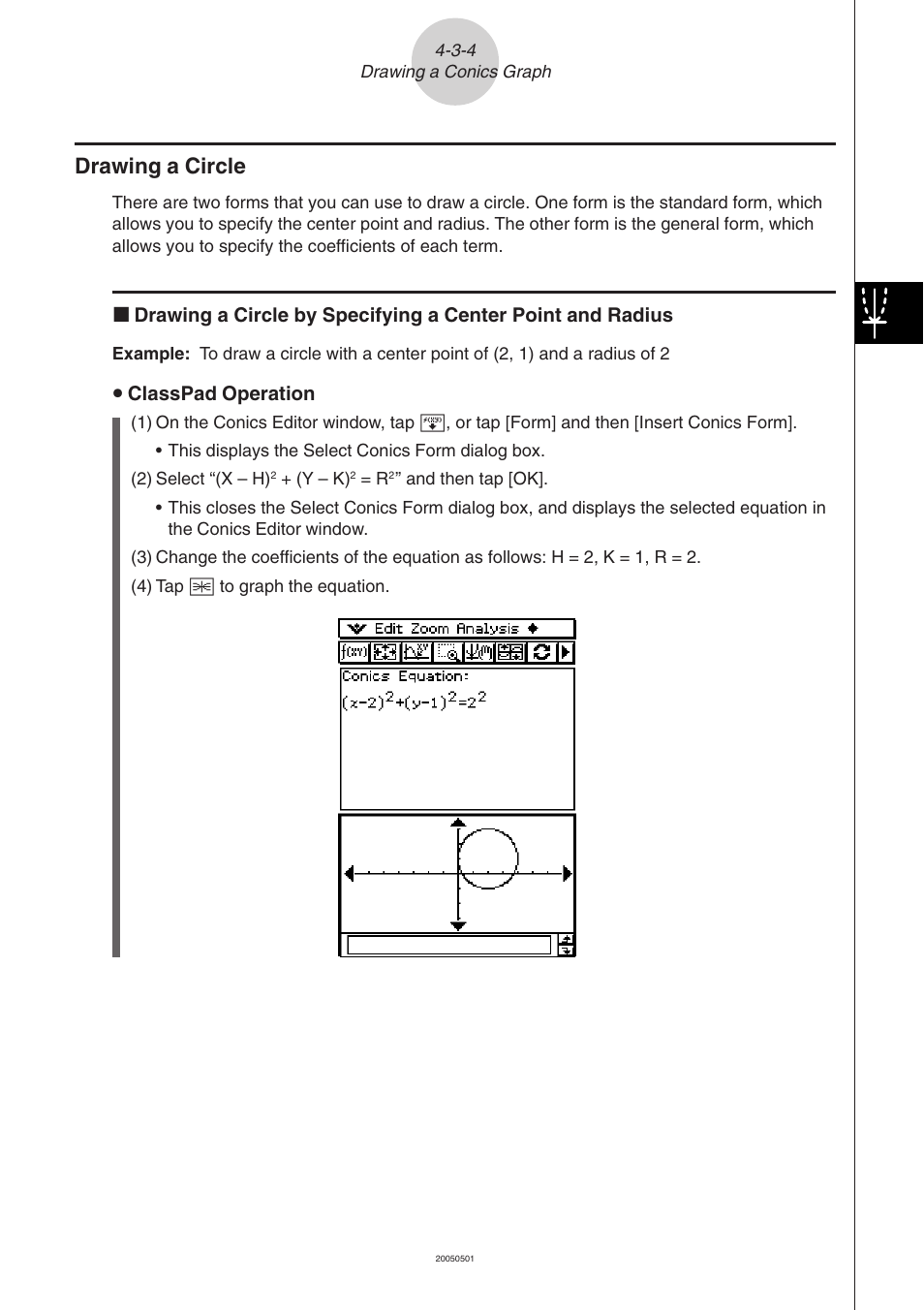 Drawing a circle -3-4, Drawing a circle | Casio ClassPad 300 PLUS User Manual | Page 281 / 753