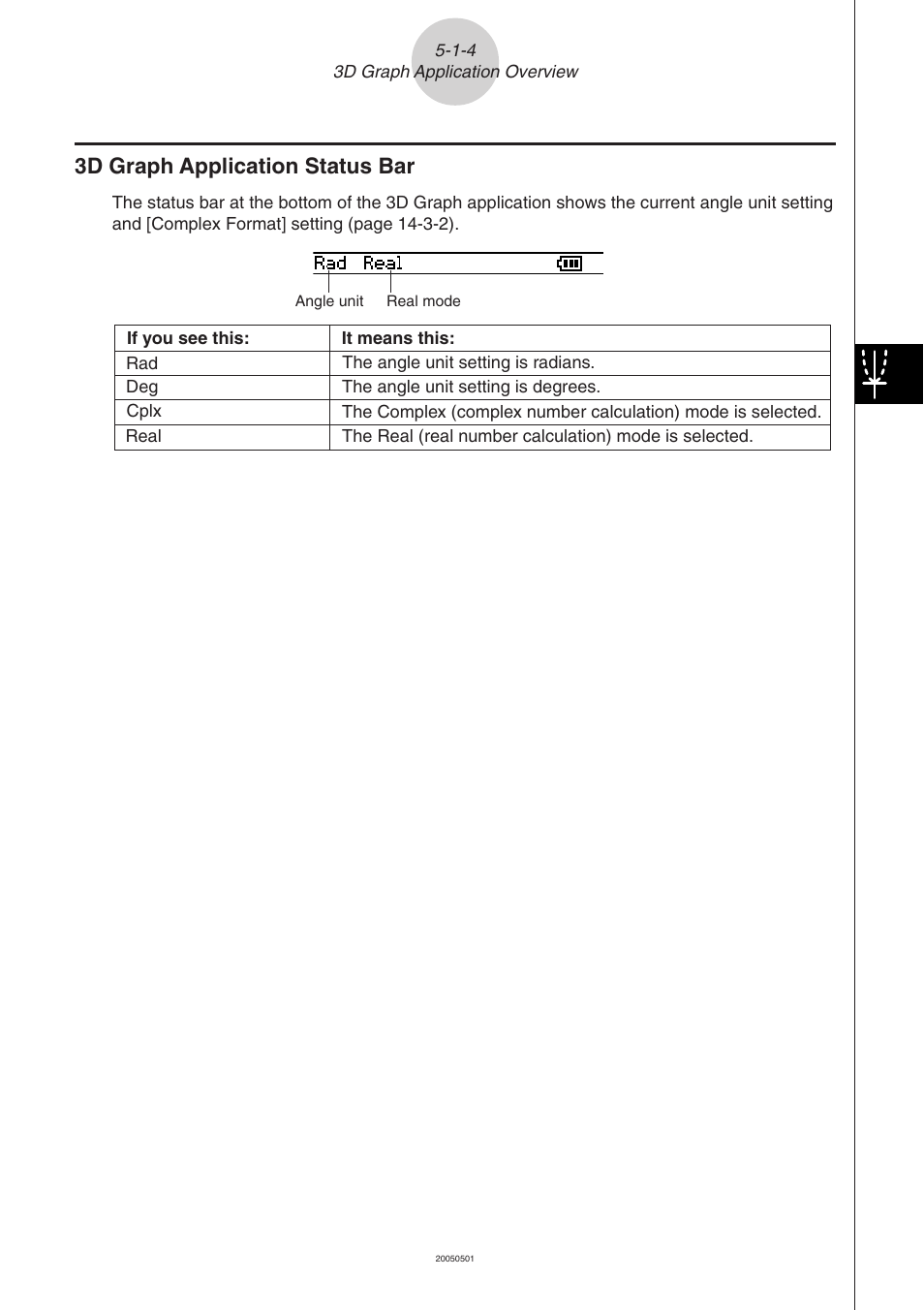 3d graph application status bar -1-4, 3d graph application status bar | Casio ClassPad 300 PLUS User Manual | Page 296 / 753