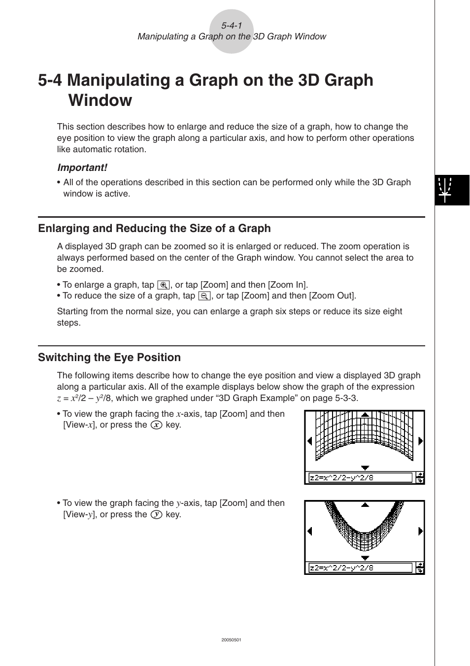 4 manipulating a graph on the 3d graph window, 4 manipulating a graph on the 3d graph window -4-1, Manipulating a graph on the 3d graph window | Casio ClassPad 300 PLUS User Manual | Page 303 / 753