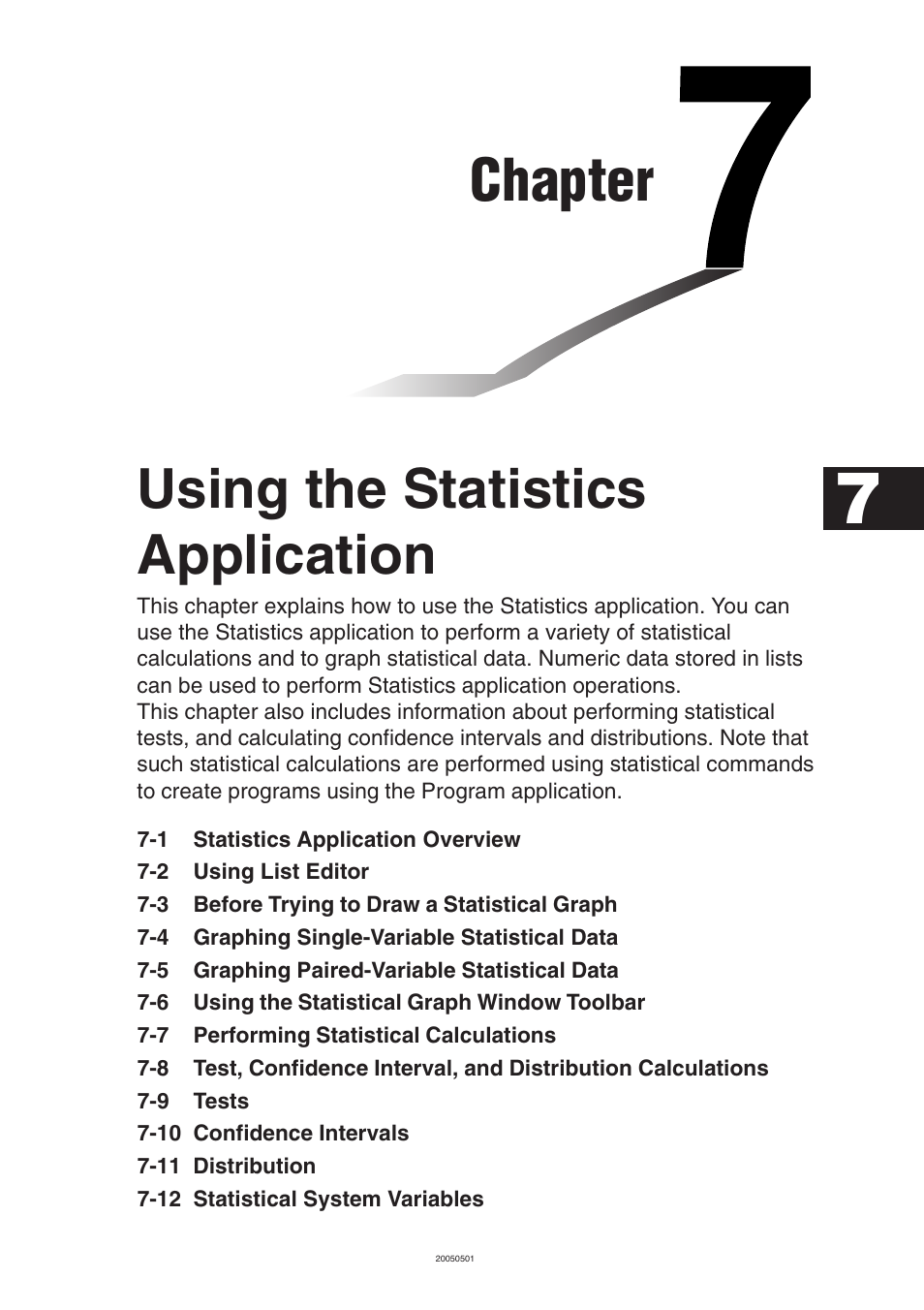 Chapter 7 using the statistics application, Chapter, Using the statistics application | Casio ClassPad 300 PLUS User Manual | Page 322 / 753