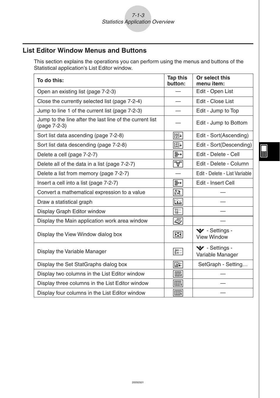List editor window menus and buttons -1-3 | Casio ClassPad 300 PLUS User Manual | Page 325 / 753