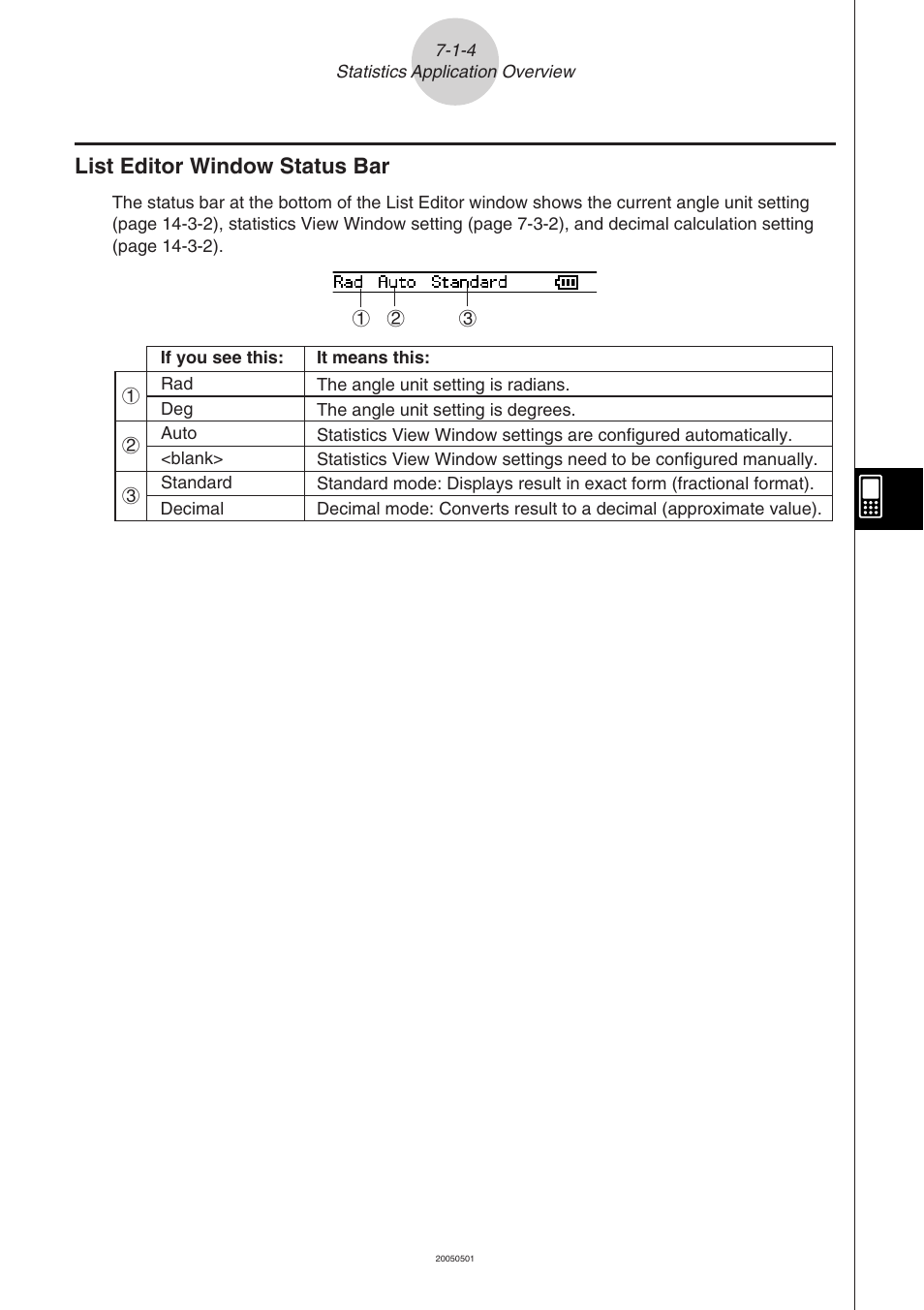 List editor window status bar -1-4, List editor window status bar | Casio ClassPad 300 PLUS User Manual | Page 326 / 753