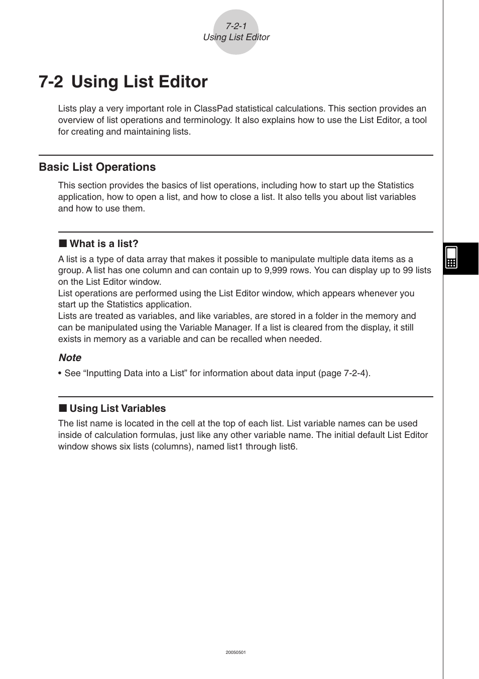 2 using list editor, 2 using list editor -2-1, Basic list operations -2-1 | Using list editor | Casio ClassPad 300 PLUS User Manual | Page 327 / 753