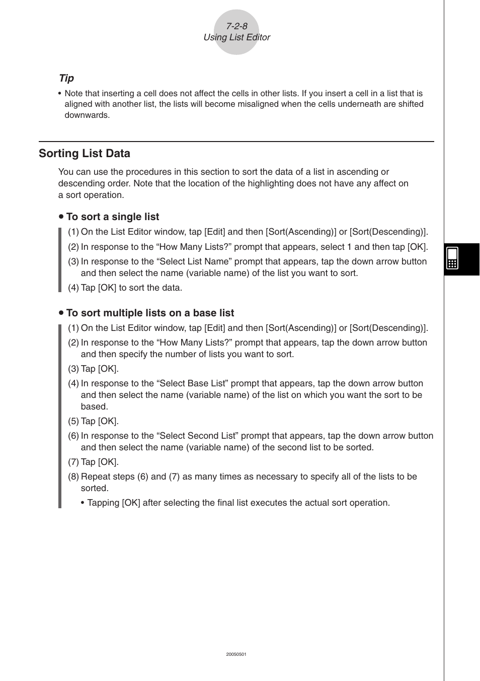 Sorting list data -2-8, Sorting list data | Casio ClassPad 300 PLUS User Manual | Page 334 / 753